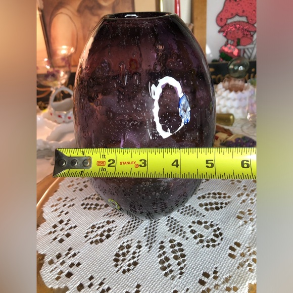 Millefiori Purple Glass Vase - Picture 2 of 6